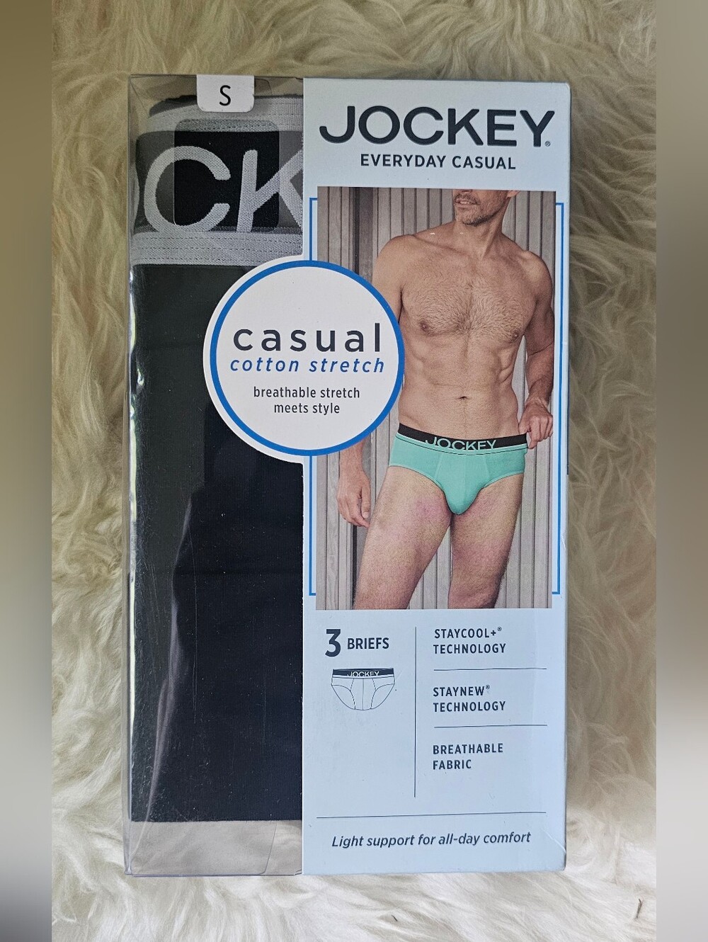 Jockey Men's True Style Black Briefs 3 Pack - Sizes Small, 2XL - NIB